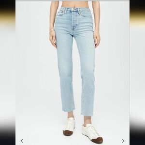 Re/Done Comfort Stretch High Rise Stove Pipe Raw Hem Jeans